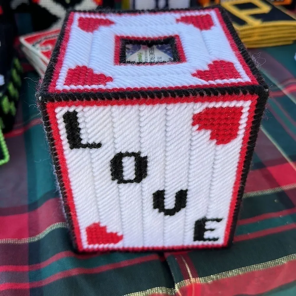 Handmade Boutique Tissue Box Cover “Love” in Japanese Kanji Home Decor